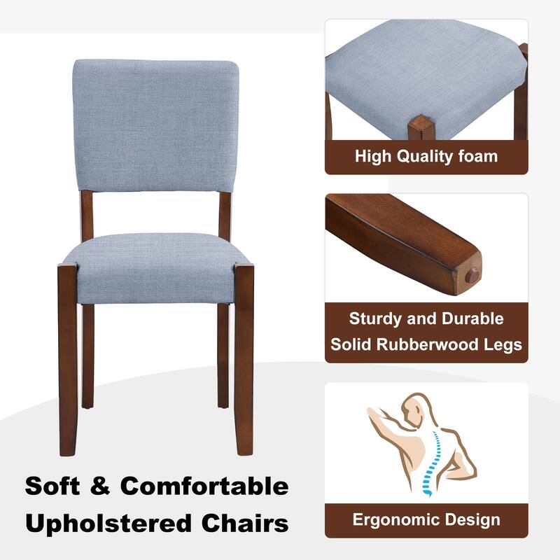 5-Piece 46" Faux Marble Dining Table Set with 4 Upholstered Chairs, Modern Rubberwood Dinette Set for Kitchen or Dining Room