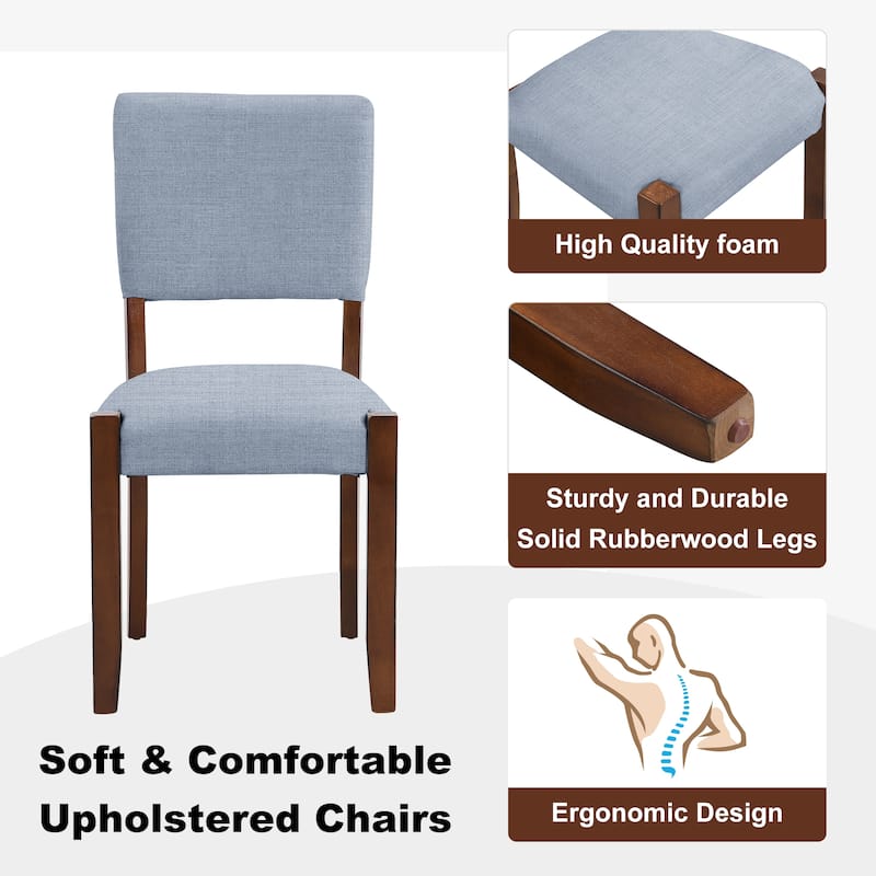 5 Piece Dining Table Set for 4, 46" Faux Marble Table with 4 Upholstered Chairs