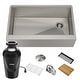 preview thumbnail 23 of 52, KRAUS Kore Stainless Steel Farmhouse Kitchen Sink with Accessories 32 7/8" x 20 1/4" (sink KWF410-33) w/ KWD100-75MBL - Stainless Steel with Black Garbage Disposal