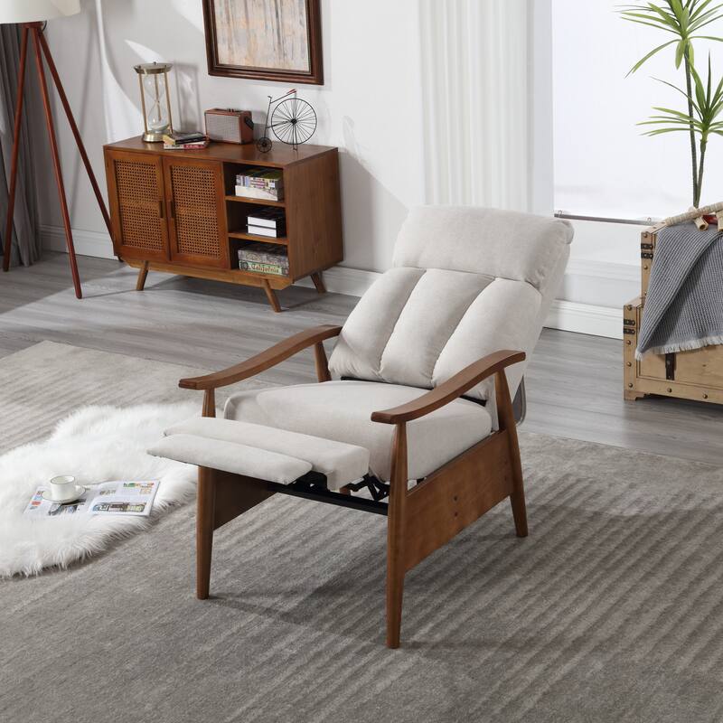 PU Leather Recliner Chair,Living Room Solid Wood Accent Chair