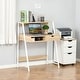 preview thumbnail 8 of 12, HOMCOM Computer Desk for Small Spaces, School Student Desk Study Writing Desk, Small Corner Desk with Drawer and Storage Shelves Natural