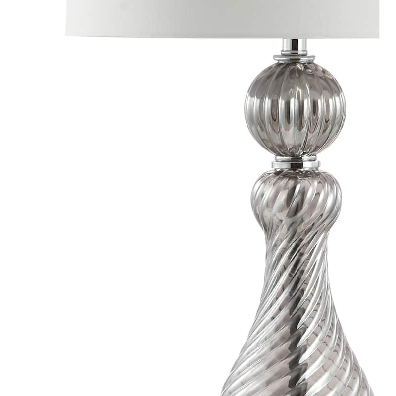 Genevieve 32" Swirled Crystal/Glass LED Table Lamp, Gray by JONATHAN Y