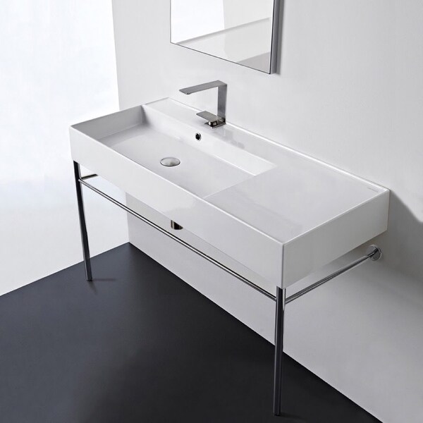 Nameeks Scarabeo 5119-CON Scarabeo Teorema 2.0 40" Rectangular Ceramic Console Bathroom Sink with Overflow