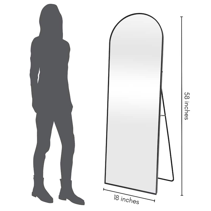 18x58 Black Arched Full Length Mirror With Stand Full Body Mirror for