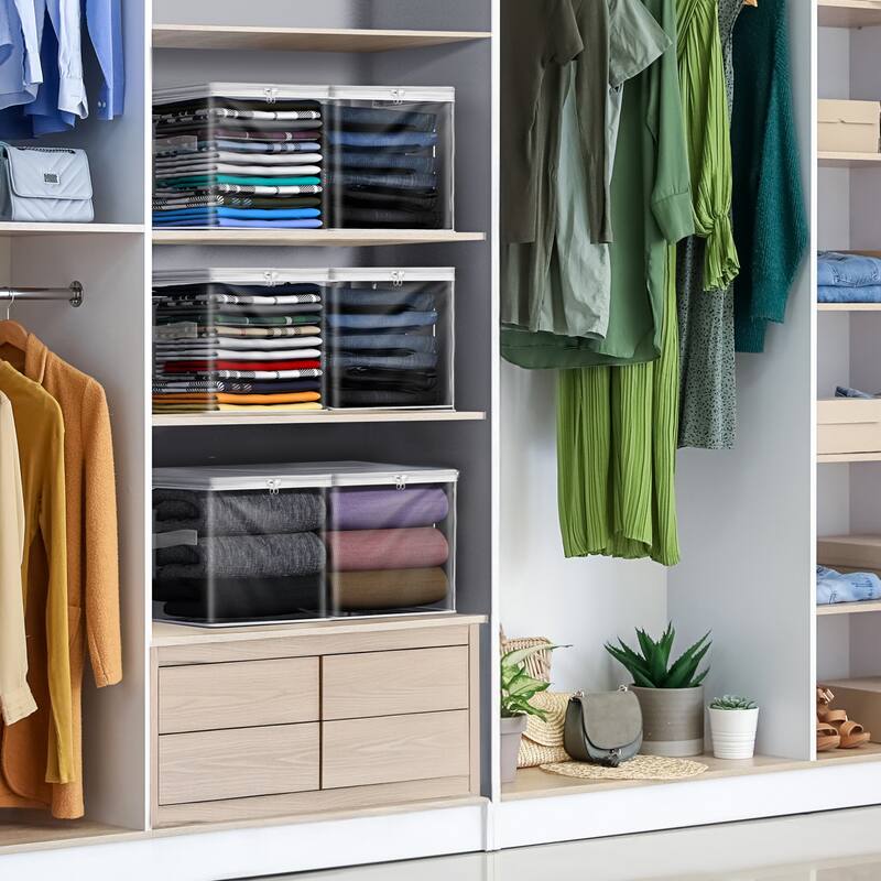 Sorbus Clear Storage Bag - Foldable Large Plastic Bags with Zipper & Carry Handles