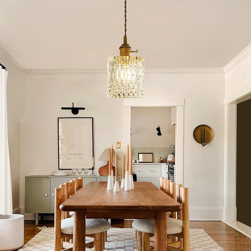 Vintage bedroom light gold pendant light brass, glass hanging lamp