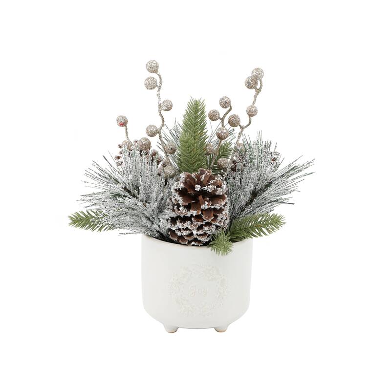 Xmas Mix in Joy Wreath Ceramic Footed Pot