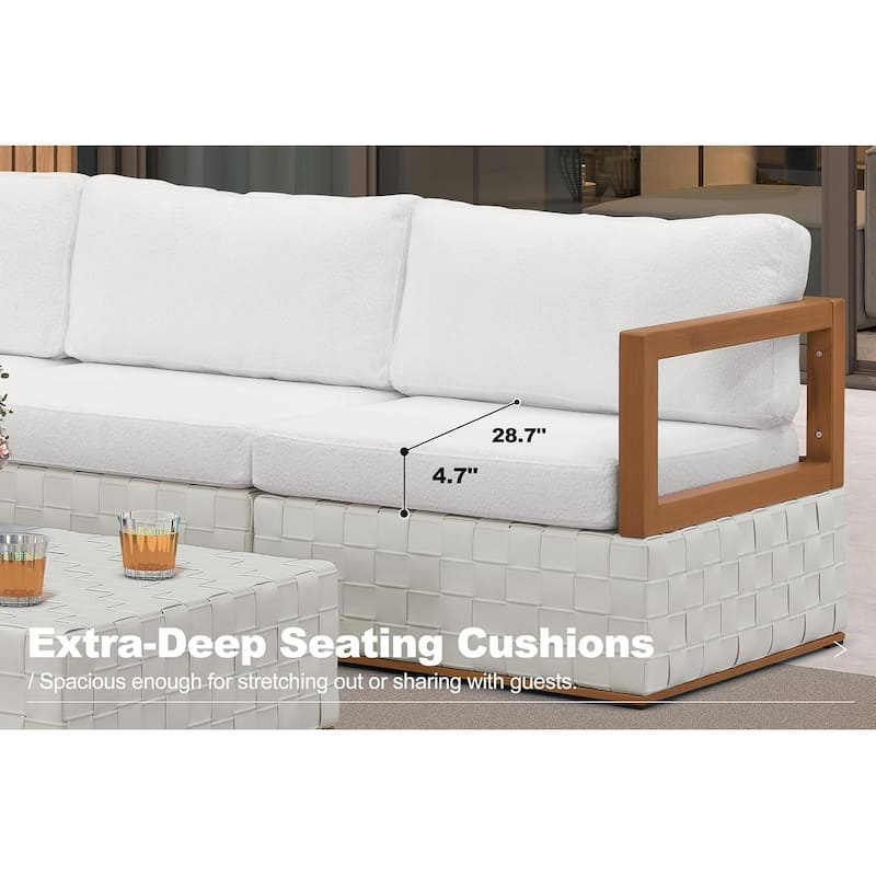 PURPLE LEAF GLFSF White sofa Outdoor Couch for Yard Porch Deck Patio Conversation Sets