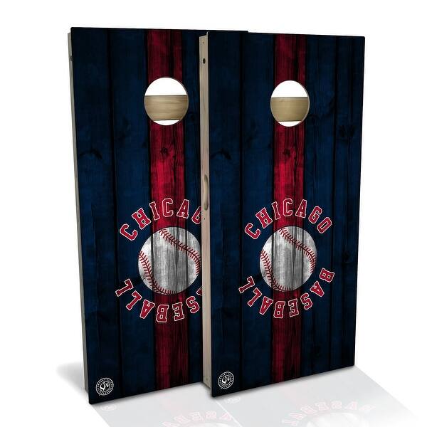 slide 2 of 9, Chicago C Baseball Outdoor Cornhole Board Set