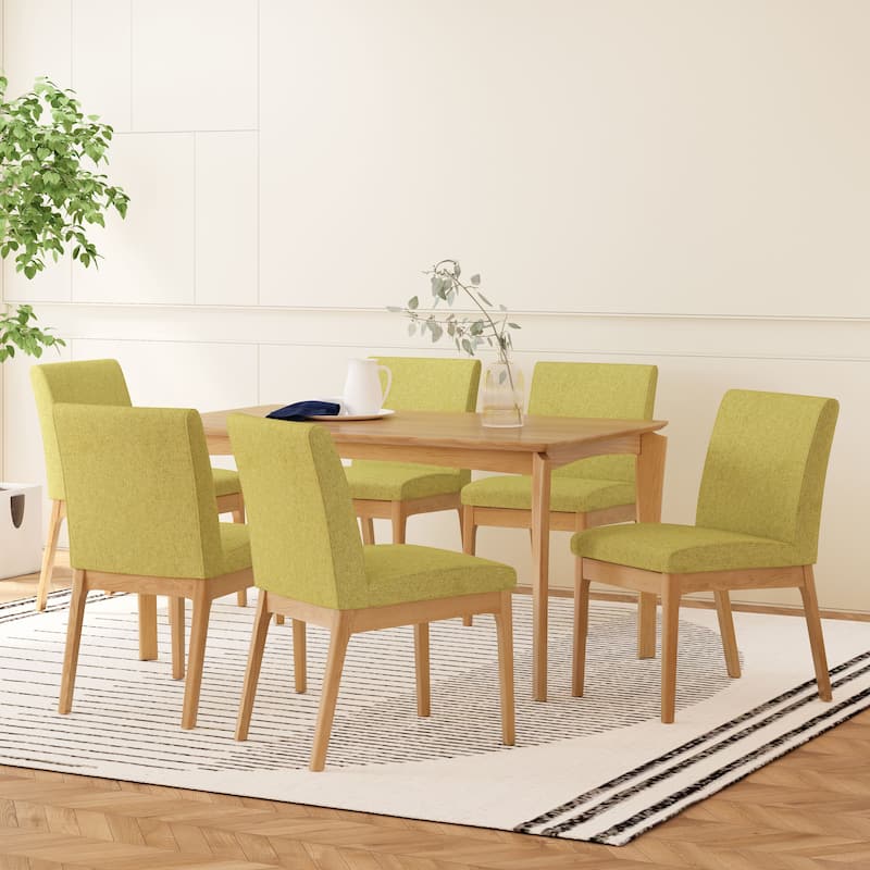 Atherton Wood 7 Piece Dining Set by Christopher Knight Home - Natural Oak + Green Tea