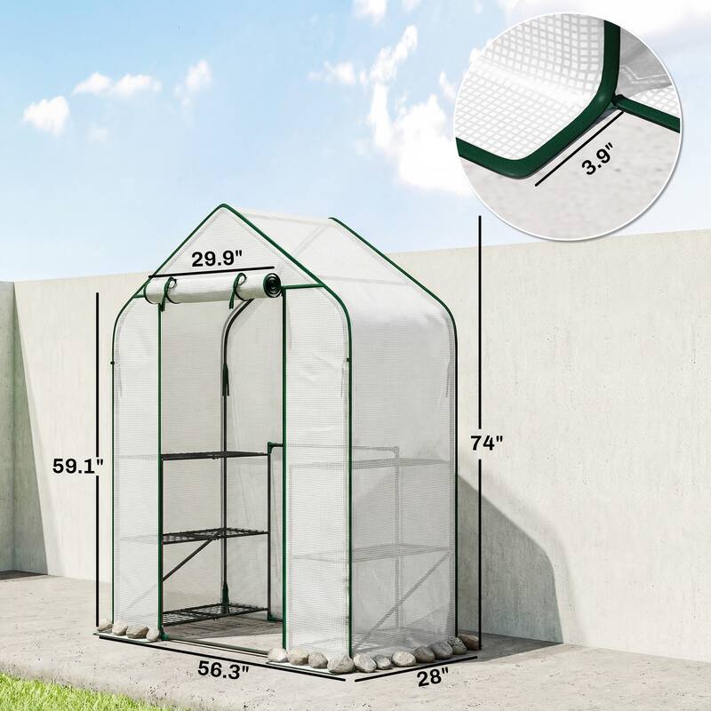 Outsunny 4.7' x 2.3' x 6.2' Small Greenhouse for Outdoors, 3 Tiers 6 Shelves, Portable Greenhouse with UV-resistant PE Cover