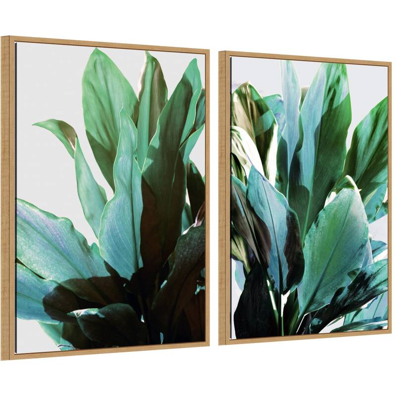 Amanti Art Green Leaves No. 1 & 2 2 Piece by Gemma Bardot Framed Canvas Wall Art