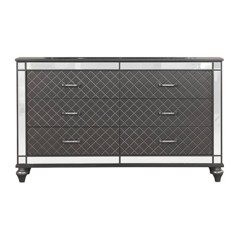 Livorno Gunmetal 6-Drawer 62 in. W Dresser