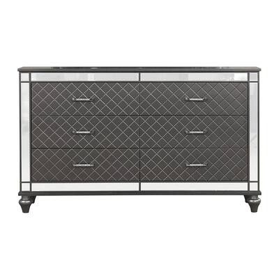 Livorno Gunmetal 6-Drawer 62 in. W Dresser