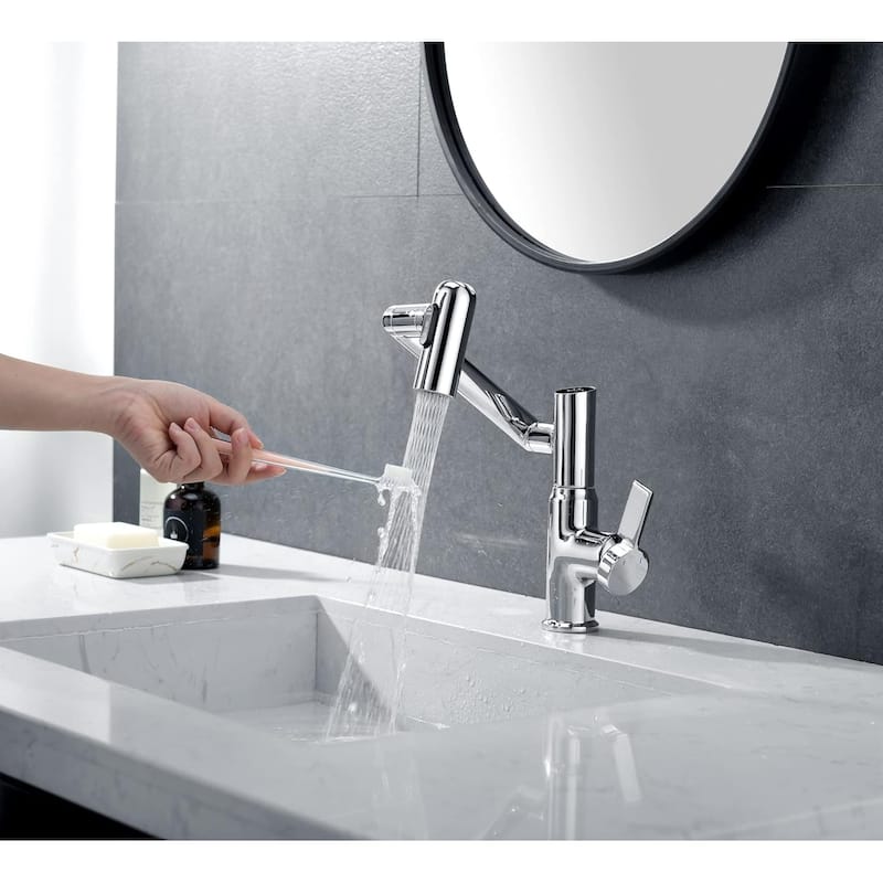 Lefton Rotatable Bathroom Faucet with Temperature Display in Fahrenheit (Batteries-Free), BF2204