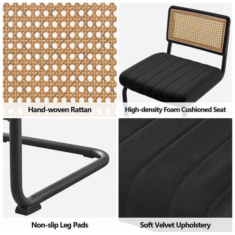 Velvet Upholstered Rattan Counter/Bar Stools, Set of 2/3