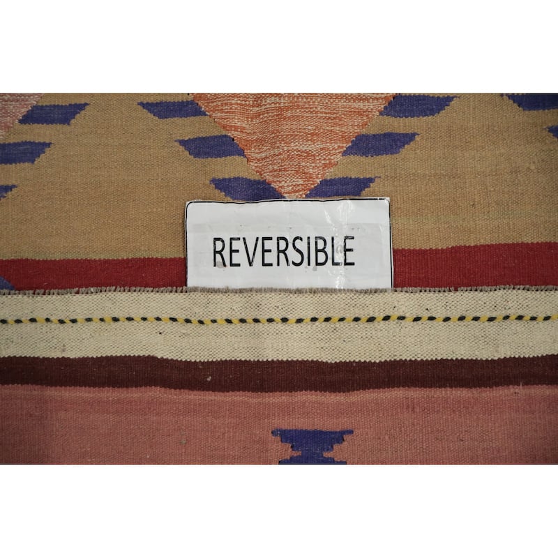 Hand Woven Oriental 100% Wool Carpet Southwestern Modern Multi-Colored Kilim Area Rug - 9' 9'' X 6' 8''