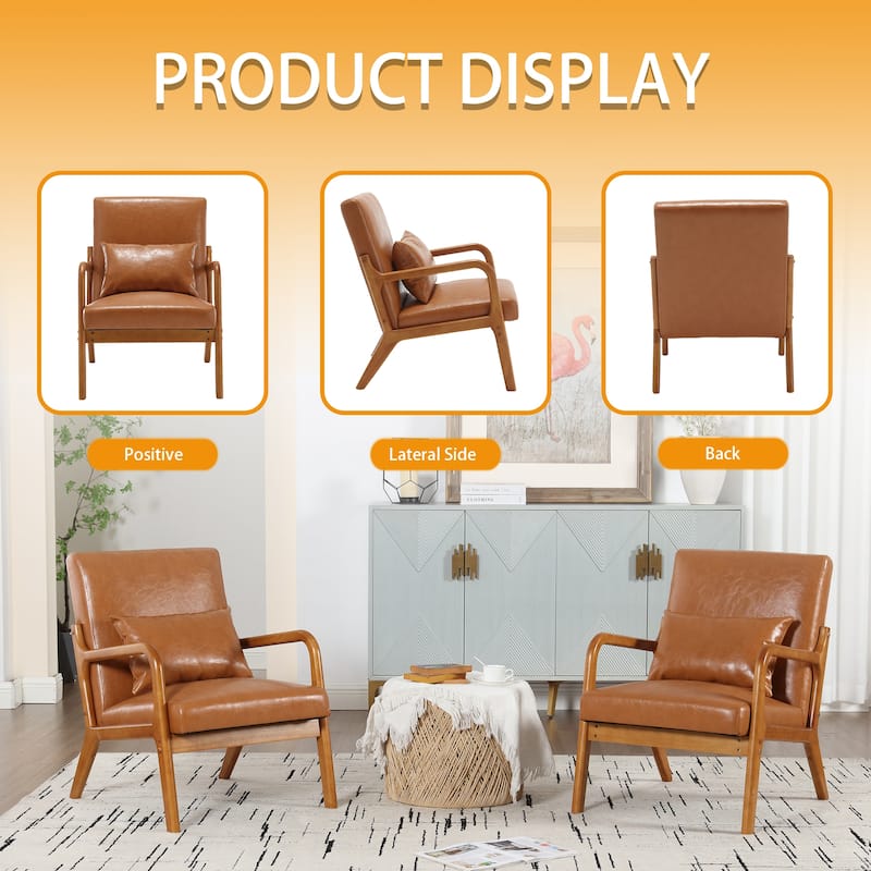 Homefun Corduroy Upholstered Mid-Century Modern Wood Frame Single Armchair for Living Room