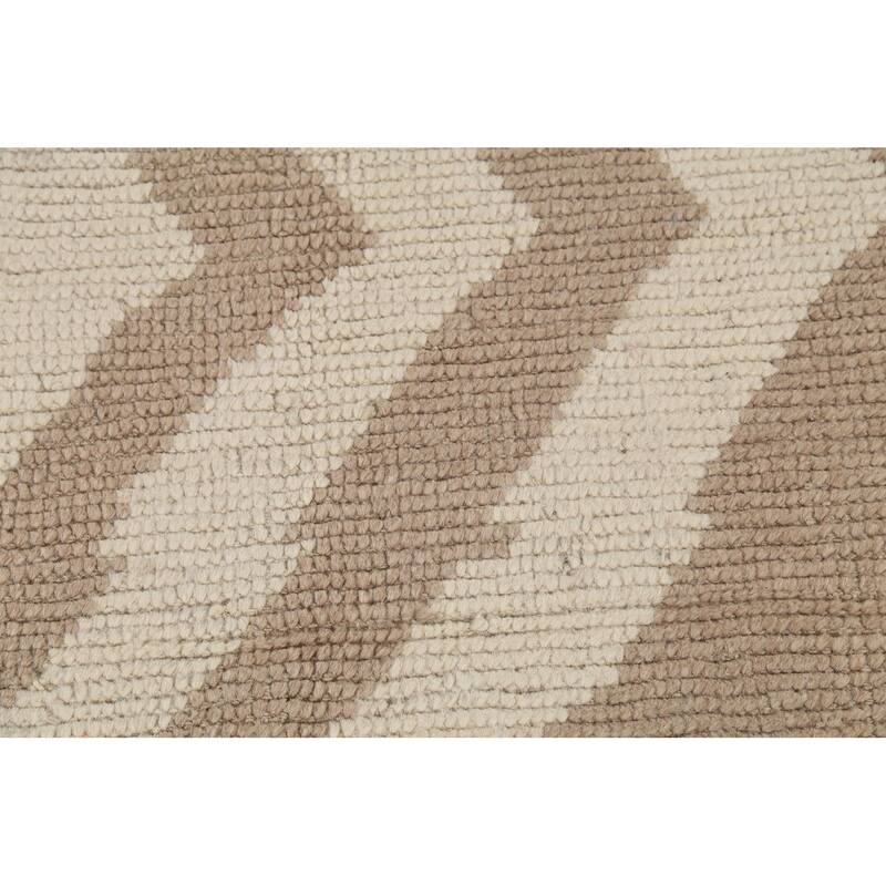 All-Over Striped Moroccan Oriental Area Rug Handmade Wool Carpet - 6'2"x 9'6"