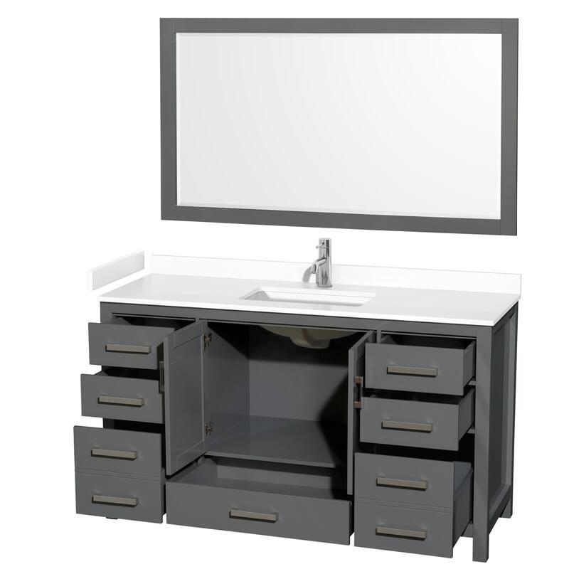 Wyndham Collection Sheffield 60" Single Bathroom Vanity, Carrara