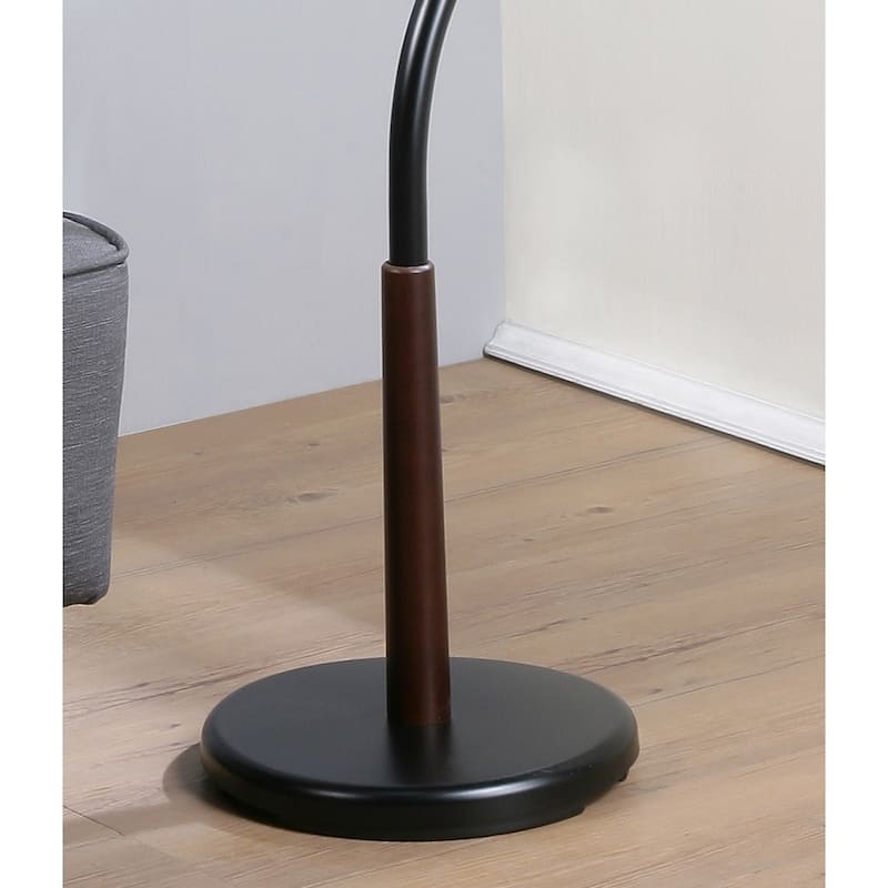 Modern Metal Black and Walnut Standing Coat Rack for Home Entryway Organization & Storage