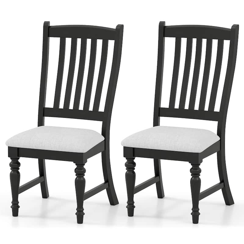 Costway Set of 2/4 Dining Chairs with Solid Wood Legs & Padded Seat - See Details - Black-2 PCS