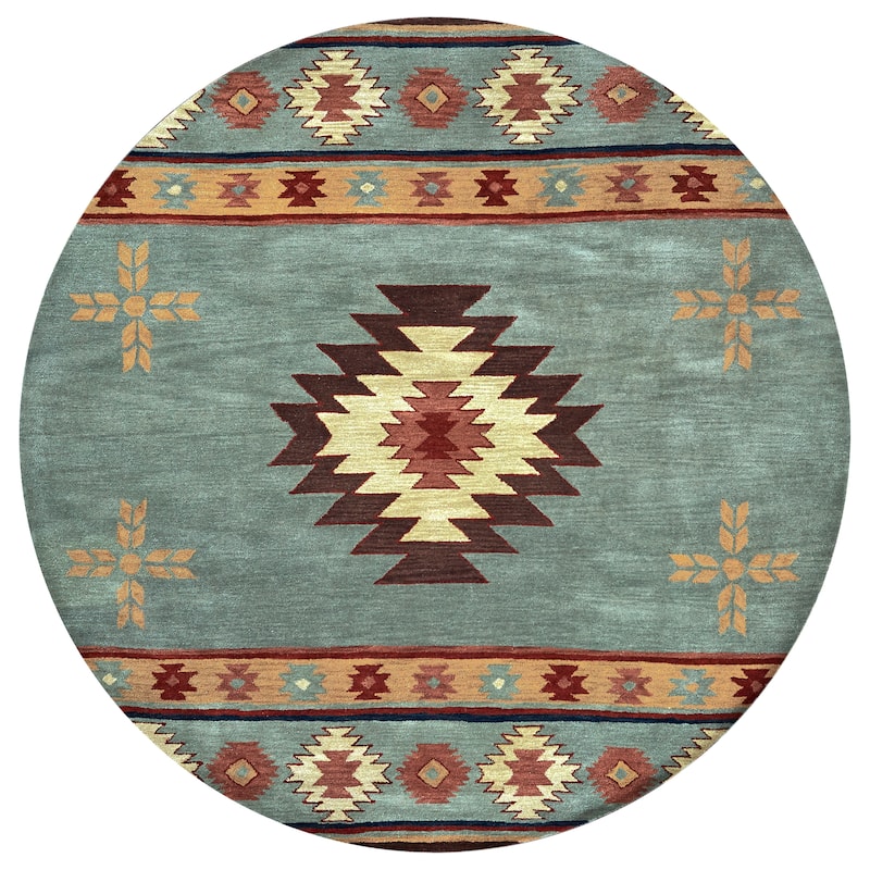 Alora Decor Ryder Southwestern Hand-tufted Wool Rug - 10' x 10' - Blue Gray