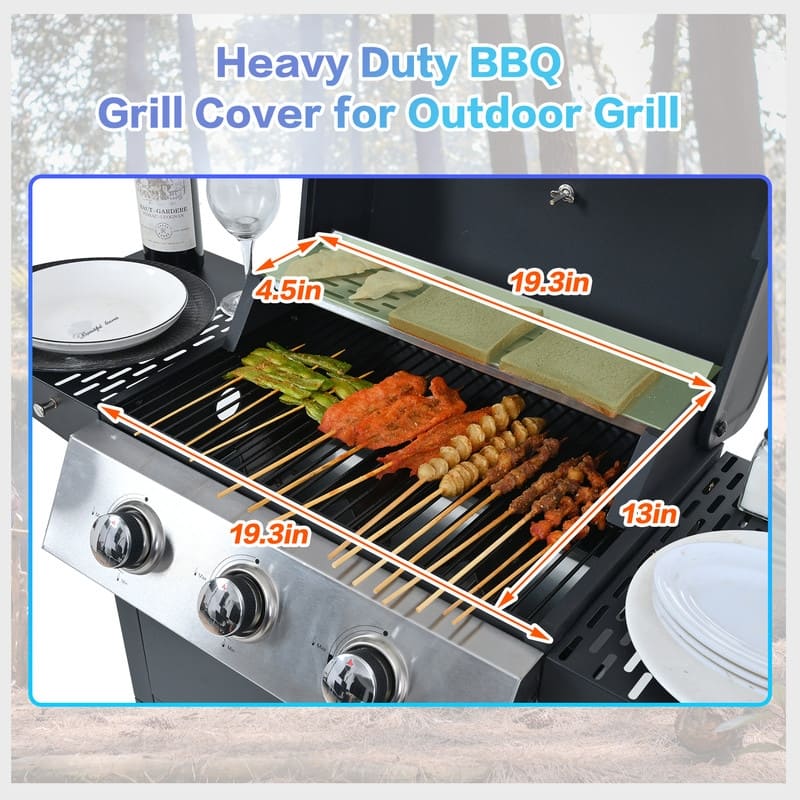 3 Burner Barbecue Grill, Propane Gas Grill 26,000 BTU Patio Garden Grill with Two Shelves, Lid, Wheels, Bottle Opener - 3-Burner