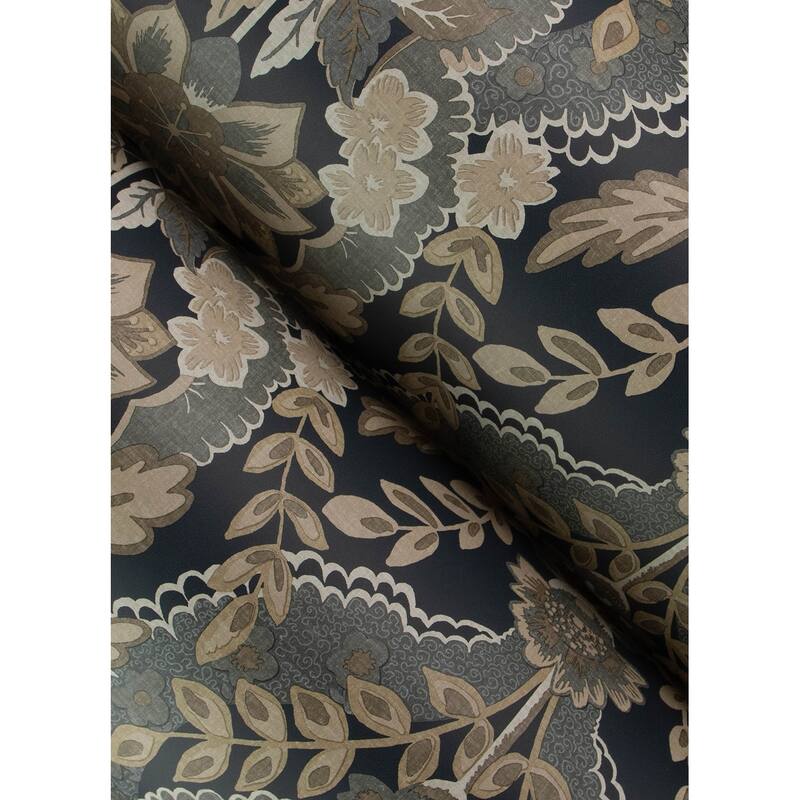 Chris Loves Julia x A-Street Prints Collins Charcoal Damask Wallpaper