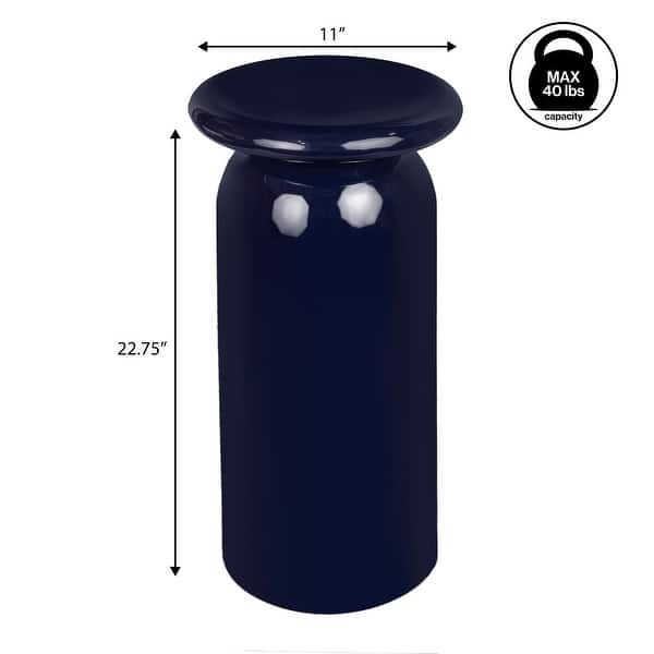 dimension image slide 4 of 7, Miles Modern Metal Round Drink Table - Sleek Cylinder Mushroom Pedestal Accent End Side Table for Living Room Bedroom