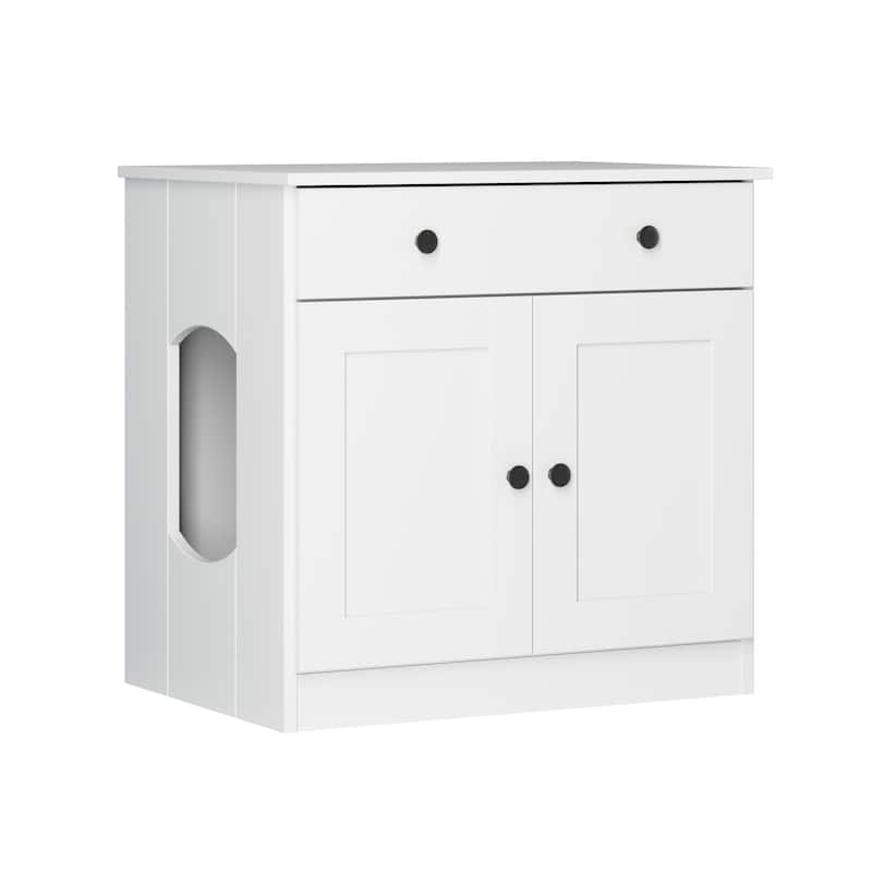 Palace Imports 100% Solid Wood Ziva 2-Door Cat Litter Box Enclosure with 2-Drawers