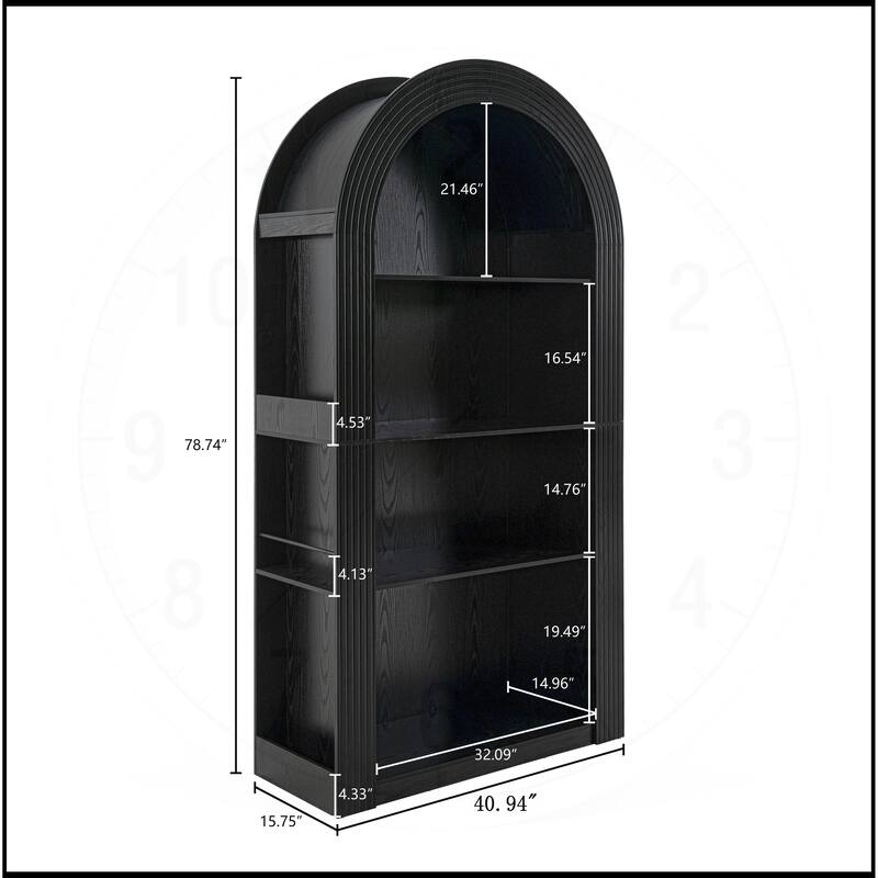 78.74" Tall 4-Tier Arched Bookcase with Open Display Storage