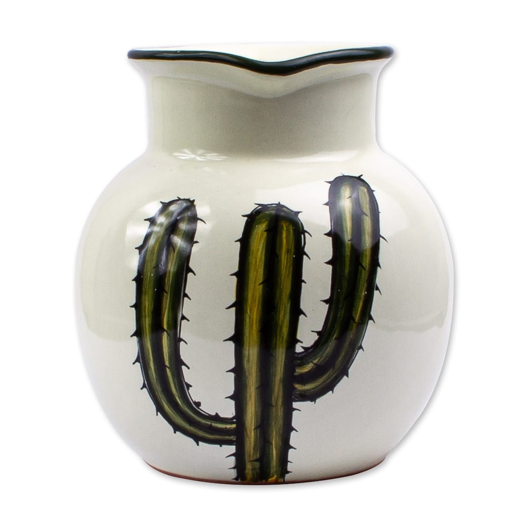 Novica Handmade Saguaro Ceramic Pitcher