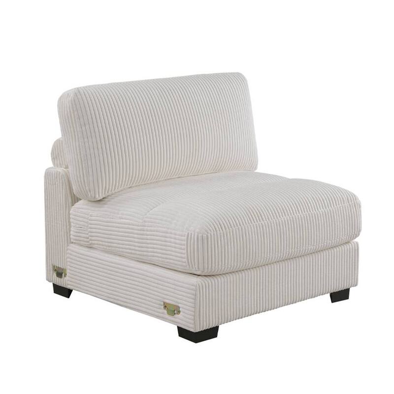 Beige Wide-Welt Corduroy Upholstered Modular Piece - Armless Chair