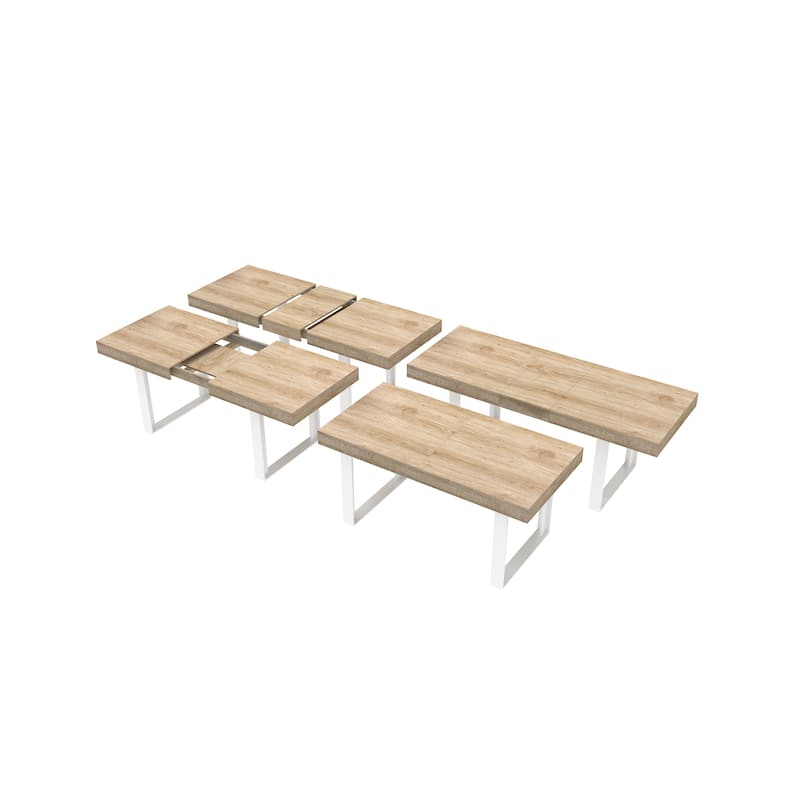 Large Expandable Dining Table, Wooden Kitchen Expanding Table for 6 8 10, Rectangular Conference Table