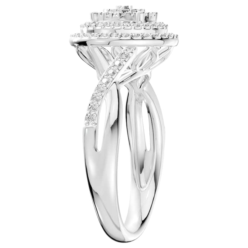 AEON Radiant Aura Round 0.50ct Lab Grown Diamond Cluster Double Halo Ring