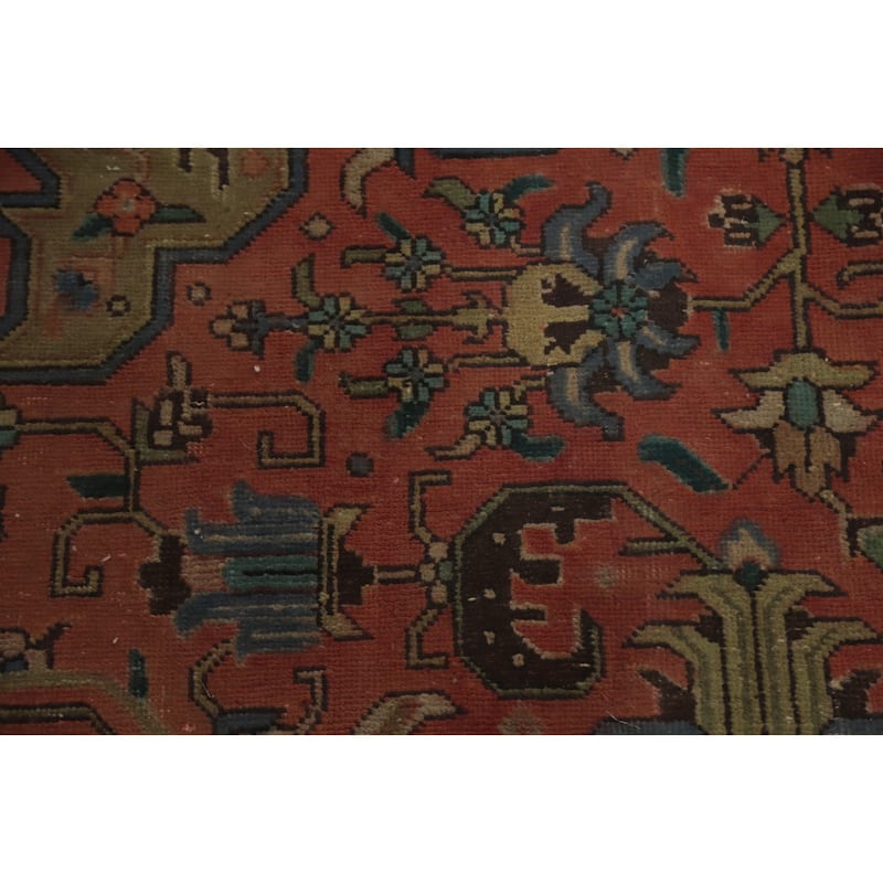 Hand Knotted Oriental 100% Wool Carpet Traditional Medallion Coral Tabriz Area Rug - 10' 9'' X 7' 8''
