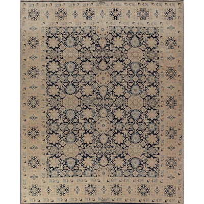 Vegetable Dye Navy Ziegler Oriental Area Rug Handmade Wool Carpet - 8'3" x 9'9"