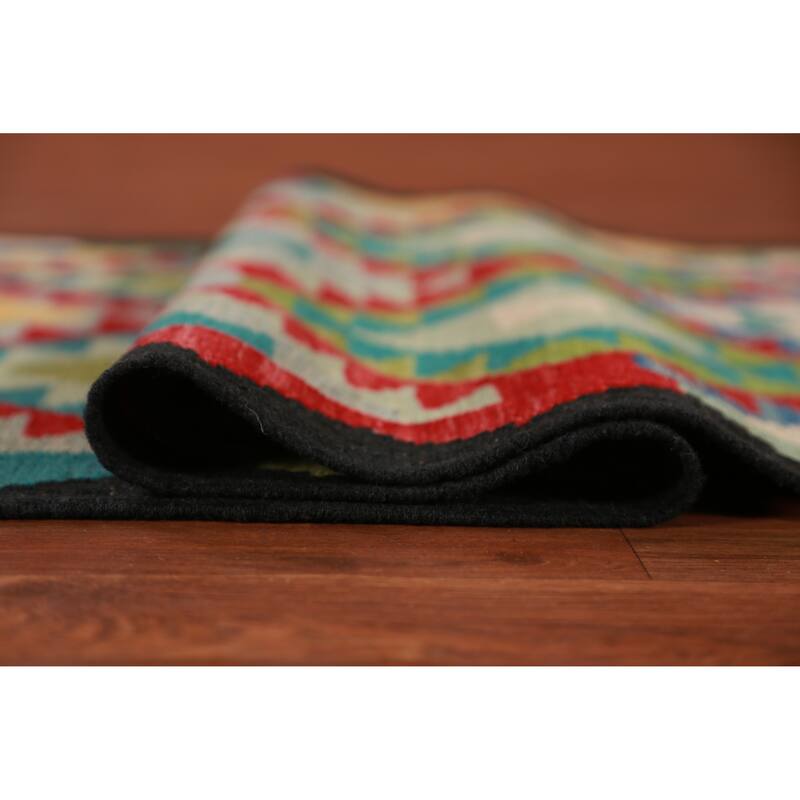 Kilim Runner Rug Hand-Woven Oriental Wool Carpet - 2'9" x 12'11"