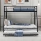 preview thumbnail 2 of 31, Twin over Full Bed with Sturdy Steel Frame, Bunk Bed with Twin Size Trundle, Two-Side Ladders, Esay Assembly, Black