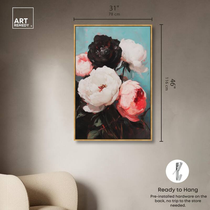 Three Shades of Peony III Canvas by Art Remedy