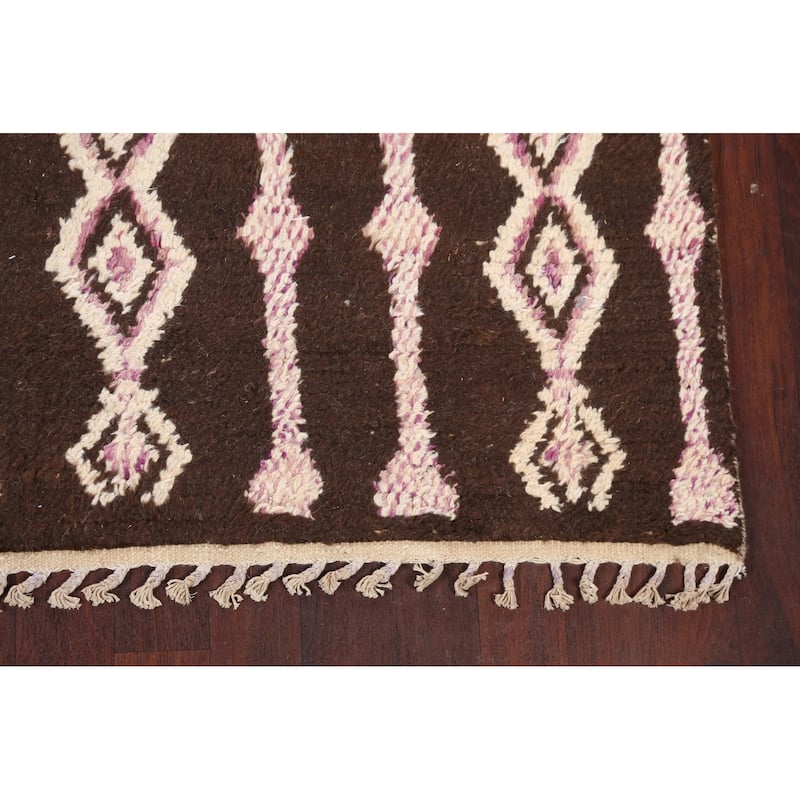 Geometric Oriental Moroccan Wool Area Rug Handmade Living Room Carpet - 7'10" x 10'9"