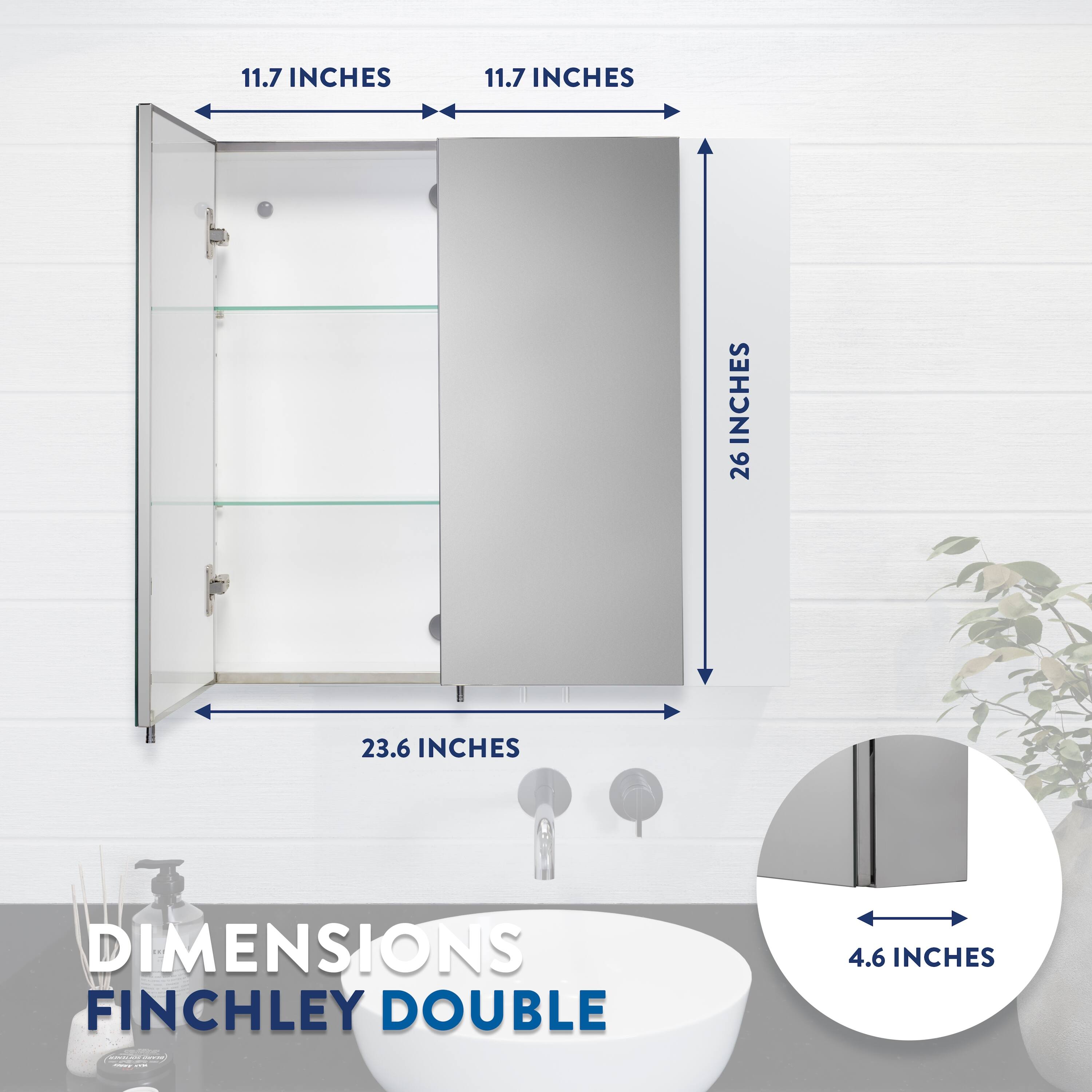 Croydex Finchley Double Door Bathroom Medicine Mirror