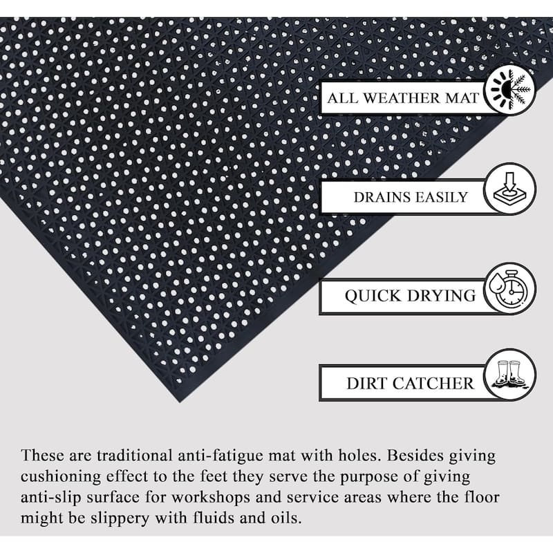 A1HC New All Purpose Rubber Extra Drain 70% Area Floor Mat with Drain Holes for Restaurant, Kitchen, Commercial etc 41x61 Inches