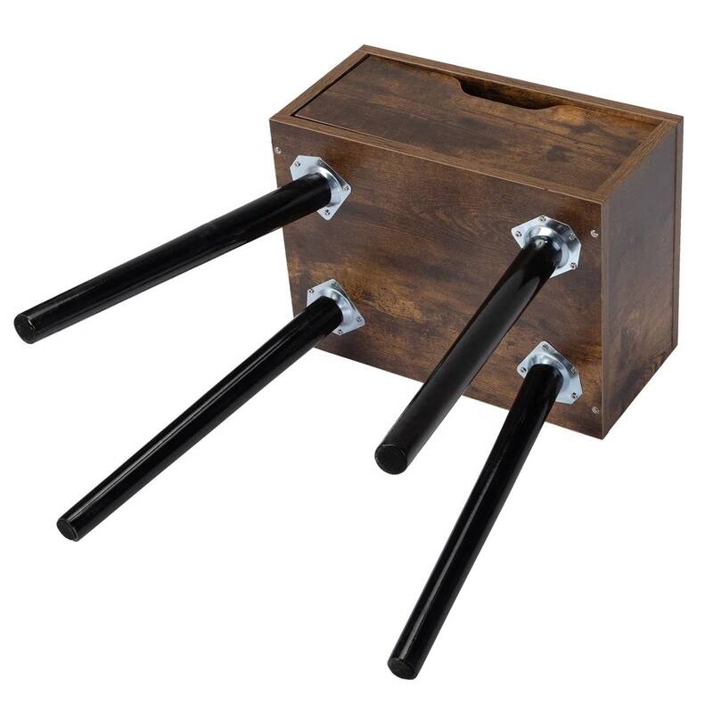 Set of 2 Modern Mid Century Farmhouse Nightstand End Tables with Single Drawer and Black Tapered Legs