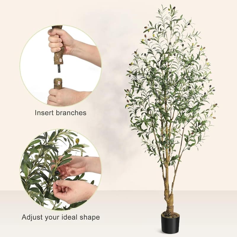 Tall Faux Silk Olive Tree for Home Office Living Room Floor Decor