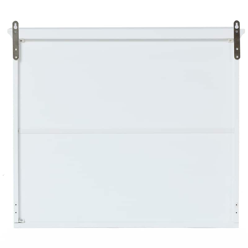 White MDF Wood Glass Pane Bathroom Wall Cabinet - 19.9" H x 23.6" W x 7.5" D