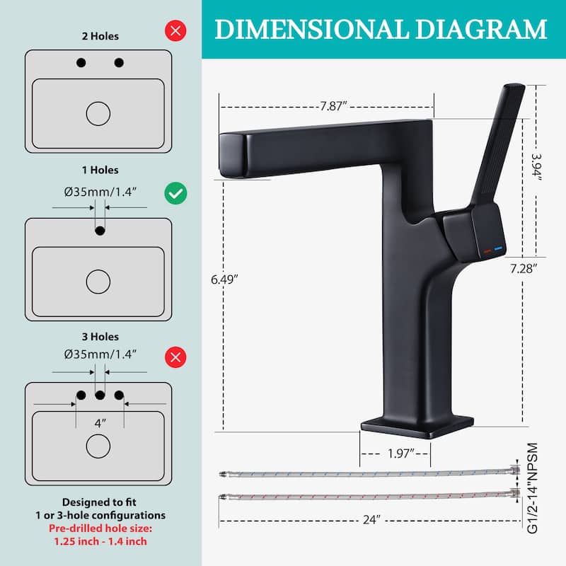 8.46"H Solid Brass Waterfall Single Handle Single Hole Bathroom Sink Faucet