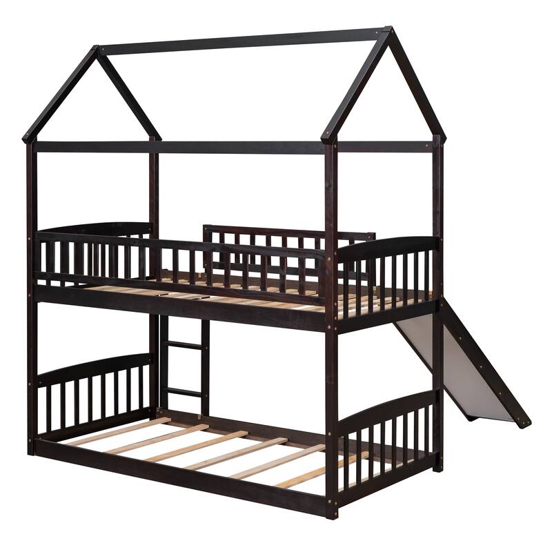 Twin Over Twin Bunk Bed with Slide Bed Bath & Beyond 37916294