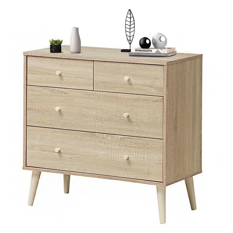 Gymax 4-Drawer Dresser Chest Cabinet Storage Organizer Rubber Leg
